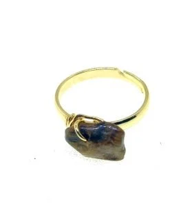 Wholesale Gold Colour Natural Stone Zircon Ring Adjustable Adjustable For Every Finger Mixed - 2796