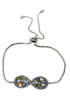 Großhandel Silberfarbenes Infinity Elevator Zirkon Armband - 2710