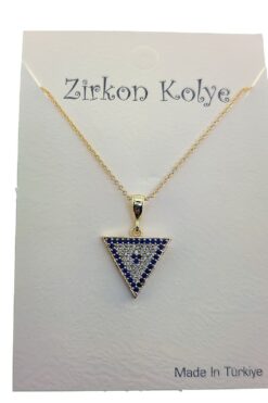 Großhandel Gold Farbe Dreieck Auge böse Auge Modell Zirkon Halskette - 2754