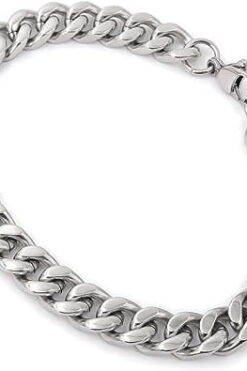 Bracelet unisexe en acier inoxydable argenté avec chaîne rasée - 2798