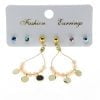 Wholesale Gold Color Round Sequin Combination Pink Bead Earrings - 2841