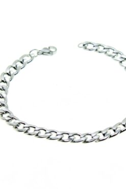 Bracelet cubain unisexe en acier blanc argenté pour homme, vente en gros - 2800