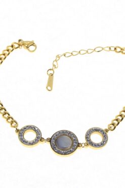 Großhandel Gold Farbe weiß Perlmutt Runde Stahl Armband - 2903