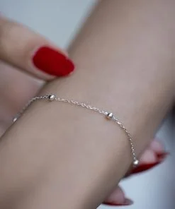 Toptan Gümüş Renk Kadın Silver Renk Top Zincir Bileklik - 2907