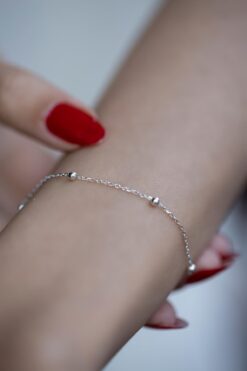 Bracelet chaîne à billes argenté pour femme, vente en gros - 2907