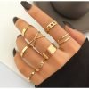 Wholesale Women's Gold 10'lu Combination Ring Set - 2897