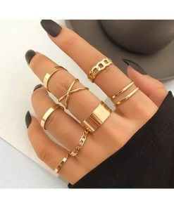 Wholesale Women's Gold 10'lu Combination Ring Set - 2897