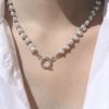 Großhandel Silber Farbe Frauen Barock Schloss Ruder Perlenkette - 2910