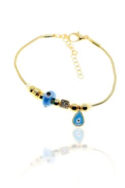 Grossiste Bracelet Pandora Zircon avec goutte de Turquoise couleur or - 2971