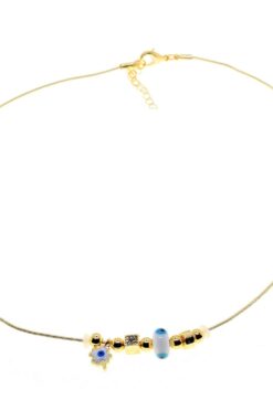 Grossiste Collier Pandora Trèfle en émail blanc couleur or modèle Zircon - 2996