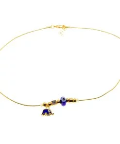 Wholesale Gold Color Blue Enamel Elephant Pandora Model Zircon Necklace - 3000