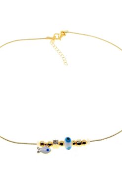 Grossiste Collier Pandora Modèle Zircon Poisson en émail blanc couleur or - 2988