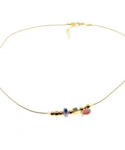 Toptan Altın Renk Pembe Mineli Balık Pandora Model Zirkon Kolye  - 2984