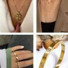 Großhandel Gold Farbkombination Klee Halskette Herz Stern Anhänger Set Ring Stein Manschette - 2976