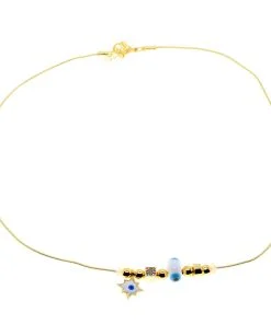 Wholesale Gold Color White Sun Pandora Model Zircon Necklace - 2983