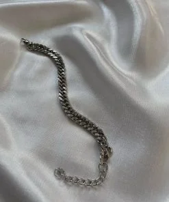 Wholesale Silver Color Closely Spaced Flat Chain Unisex Steel Bracelet - 3012
