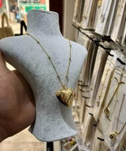Wholesale Gold Color Ball Chain Big Heart Vip Fadeless Tarnish Free Steel Pendant - 3063