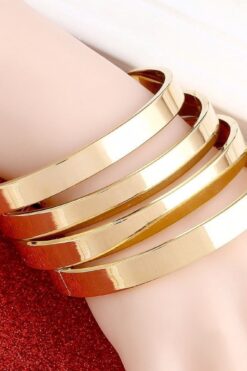 Bracelet manchette Ajda épais et uni, couleur or, 4 pièces, vente en gros - 238