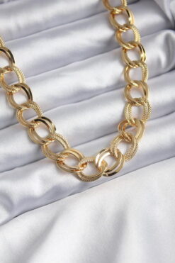 Collier ras du cou en acier couleur or avec chaîne Milky Way - 3134