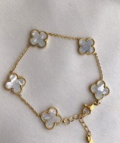 Toptan Altın Renk Beyaz Sedef Van Cleef Bijuteri Bileklik - 3129