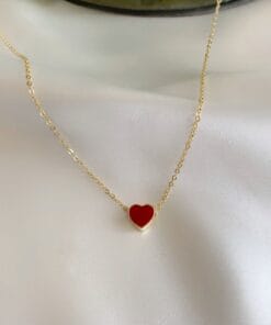 Wholesale Gold Color Red Enamel Heart Necklace Bijouterie Necklace - 3147