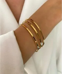 سوار أجدة رقيق، سوار ذهبي اللون ذهبي 3 قطع بالجملة، سوار أجدة رقيق، سوار - 3155-3