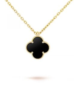 Wholesale Gold Color Black Mother of Pearl Van Cleef Bijouterie Necklace - 3153