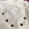 Wholesale Gold Color Five Piece Black Mother of Pearl Van Cleef Bijouterie Necklace - 3163