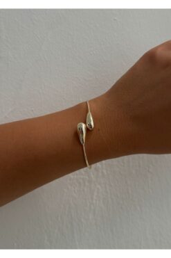 Bracelet goutte double face couleur or en acier - 3197