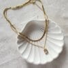 Wholesale Gold Color Italian Link Chain Stone Steel Necklace - 3203
