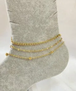 Wholesale Gold Color Extension Singapore Ball Chain Steel Anklet - 3273