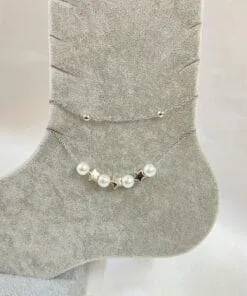 Wholesale Silver Color Pearl Star Model Ball And Sf Chain Steel Anklet - 3276