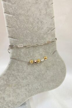 Bracelet de cheville en acier argenté avec chaîne Esme et étoile - 3281