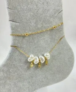 Wholesale Gold Color Baroque Star Model Ball And Sf Chain Steel Anklet - 3251