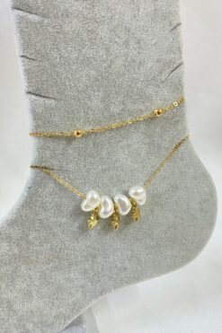 Toptan Altın Renk Barok Yıldız Model Top Ve Sf Zincir Çelik Halhal - 3251