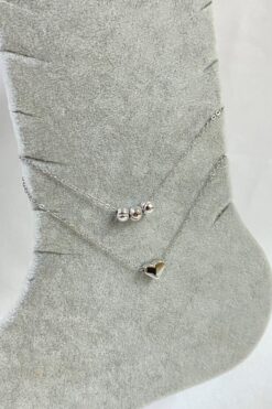 Grossiste Cheville en Acier Couleur Argent Dorika Modèle Coeur Sf Chaîne - 3263
