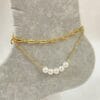 Wholesale Gold Color Five Pearls Model Crush And Sf Chain Steel Anklet - 3242