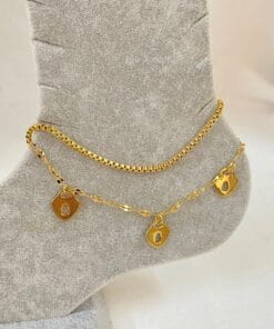Оптовая продажа золотого цвета Keyhole Heart Model Elevator и Singapore Chain Steel Ankle - 3235