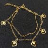 Wholesale Gold Color Heart Model Ball And Singapore Chain Steel Anklet - 3295