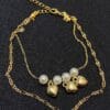 Wholesale Gold Color Pearl Heart Model Singapore And Sf Chain Steel Anklet - 3296