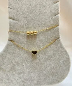 Wholesale Gold Color Sphere Heart Model Sf And Sf Chain Steel Anklet - 3299