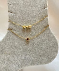 Wholesale Gold Color Globe Star Model Sf And Sf Chain Steel Anklet - 3301