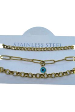 Bracelet en acier avec chaîne et trombone, couleur or, vente en gros - 3321