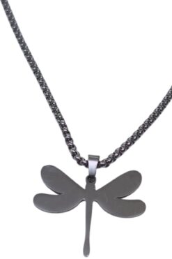 Wholesale Silver Color Dragonfly Model Unisex Albanian Chain Steel Necklace - 3312