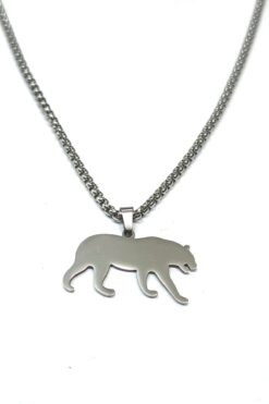 Collier unisexe en acier couleur argent, modèle Puma, chaîne albanaise, vente en gros - 3308