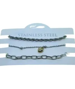 Оптовая продажа серебряного цвета Twist Ball Heart DD Chain Комбинированный стальной браслет - 3324