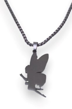 Collier unisexe en acier couleur argent, modèle fée, chaîne albanaise, vente en gros - 3313