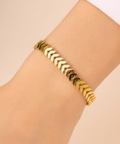 Toptan Altın Renk Kılçık Unisex Çelik Bileklik - 3369