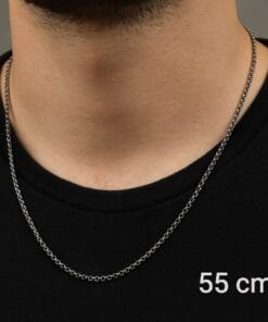Toptan Gümüş Renk İnce Doc Unisex Çelik Kolye - 3365