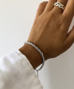Toptan Gümüş Renk Burgu Unisex Çelik Bileklik - 3355